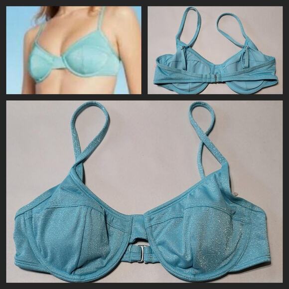 Xhilaration Blue Underwire Metallic Print Bikini Top Size M - Picture 6 of 7